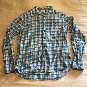 Faherty plaid shirt large blue stripes